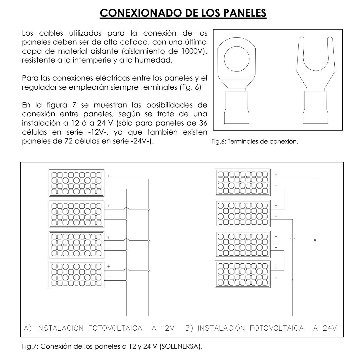 Conexionado de módulos en el manual original