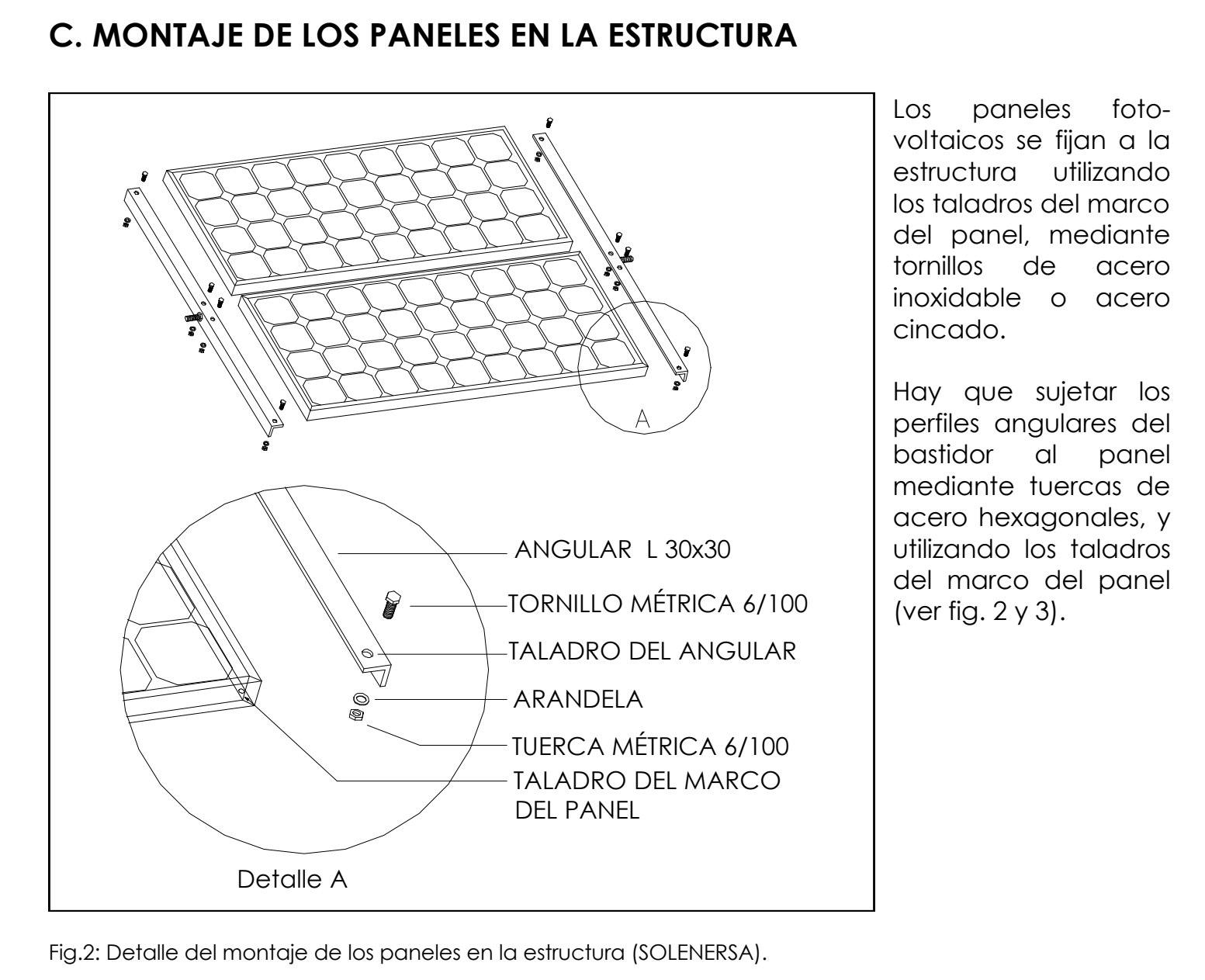 Soporte y detalle de fijación